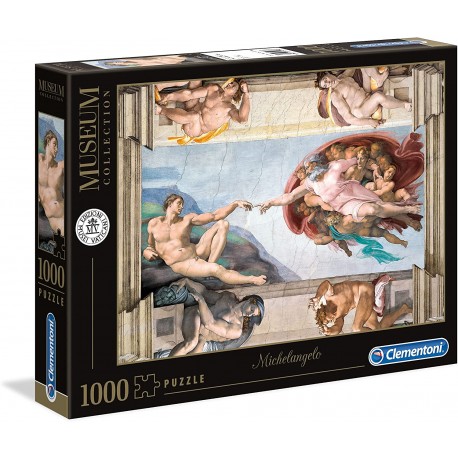 Clementoni- Michelangelo-Creazione dell'uomo Puzzle, 1000 Piezas