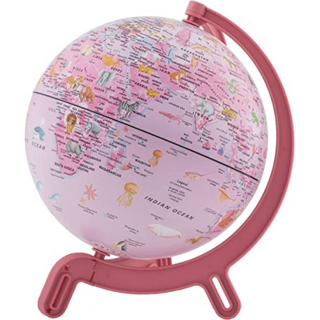 Mini Globo Terrestre Geográfico Giacomino Pink Zoo - 16cm