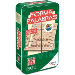 Forma Palabras Cayro Juego Edición Viaje, Caja Metal, Piezas de Madera, Montaje Magnético, 7-99 años, 2-4 jugadores