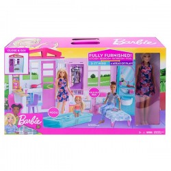 Muñeca Barbie Casa portátil con piscina